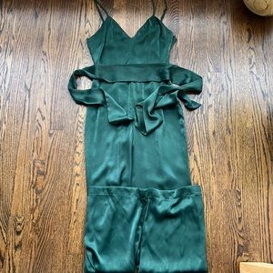 Lovers + Friends Silk Emerald Jumpsuit in Emerald XS!